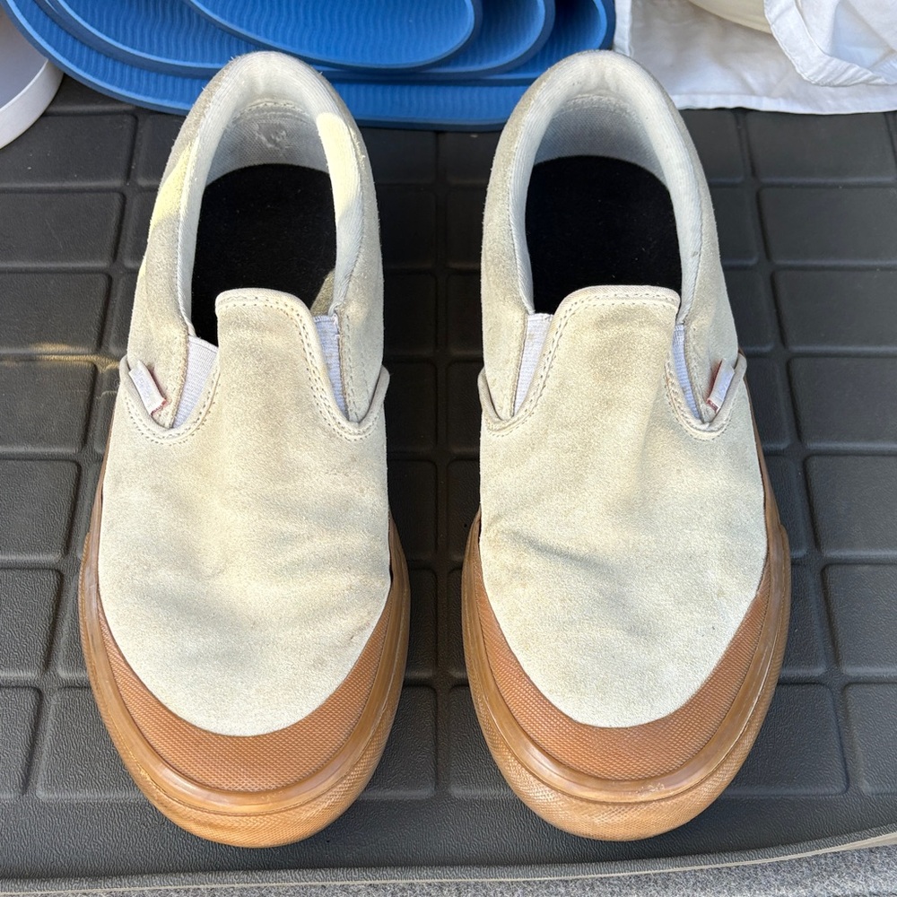 Vans Slip-On Shoes - Cream and Brown